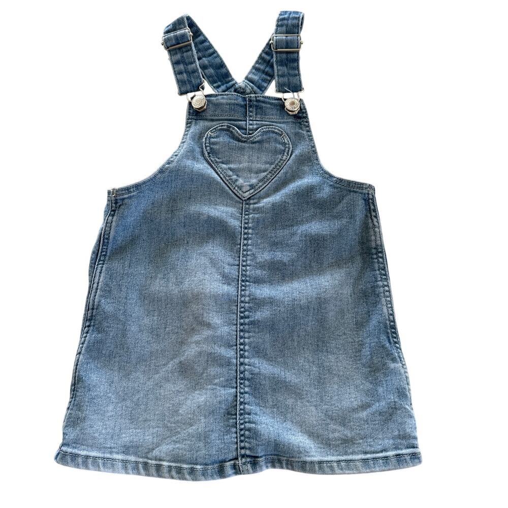H&M Denim Jumper Dress with Heart Pocket - Size 2-3 Years